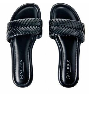 SERRA Black Braided Slide Sandals